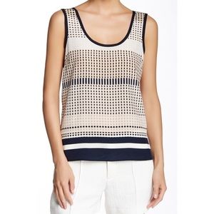 VINCE Coastal Blue Dot Printed Silk Tank Size M NWOT